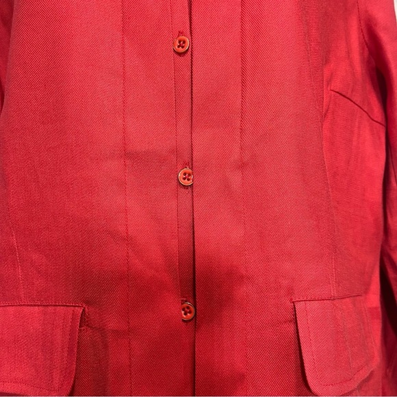 CAbi Valentine Linen Blend Double Placket Button Red Blazer Medium - Picture 6 of 11